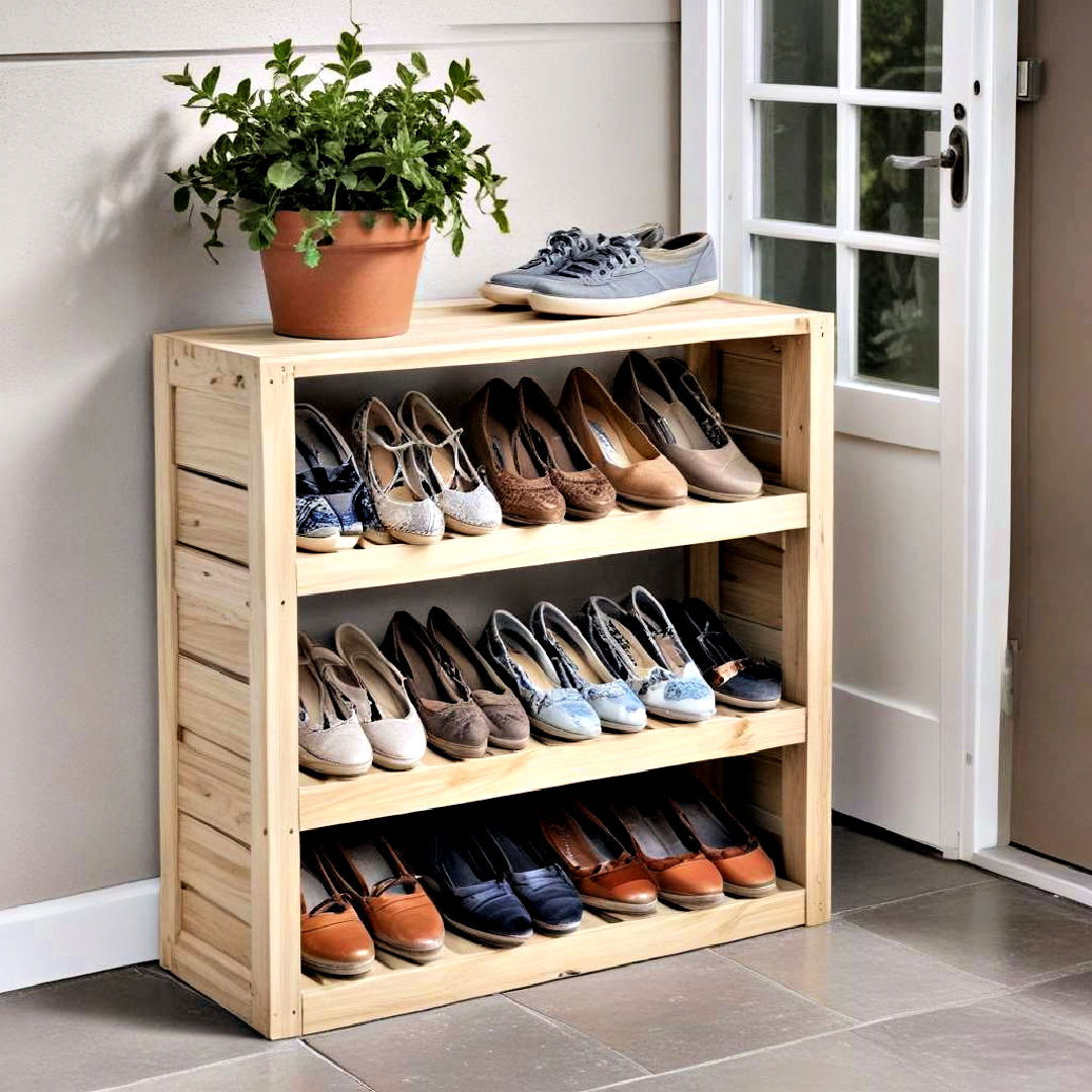 compact shoe rack - 40 Small Front Porch Ideas