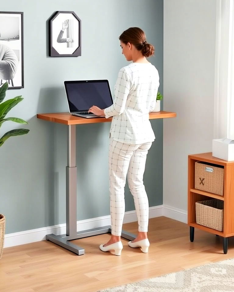 compact standing desk for bedroom office - 40 Bedroom Office Ideas
