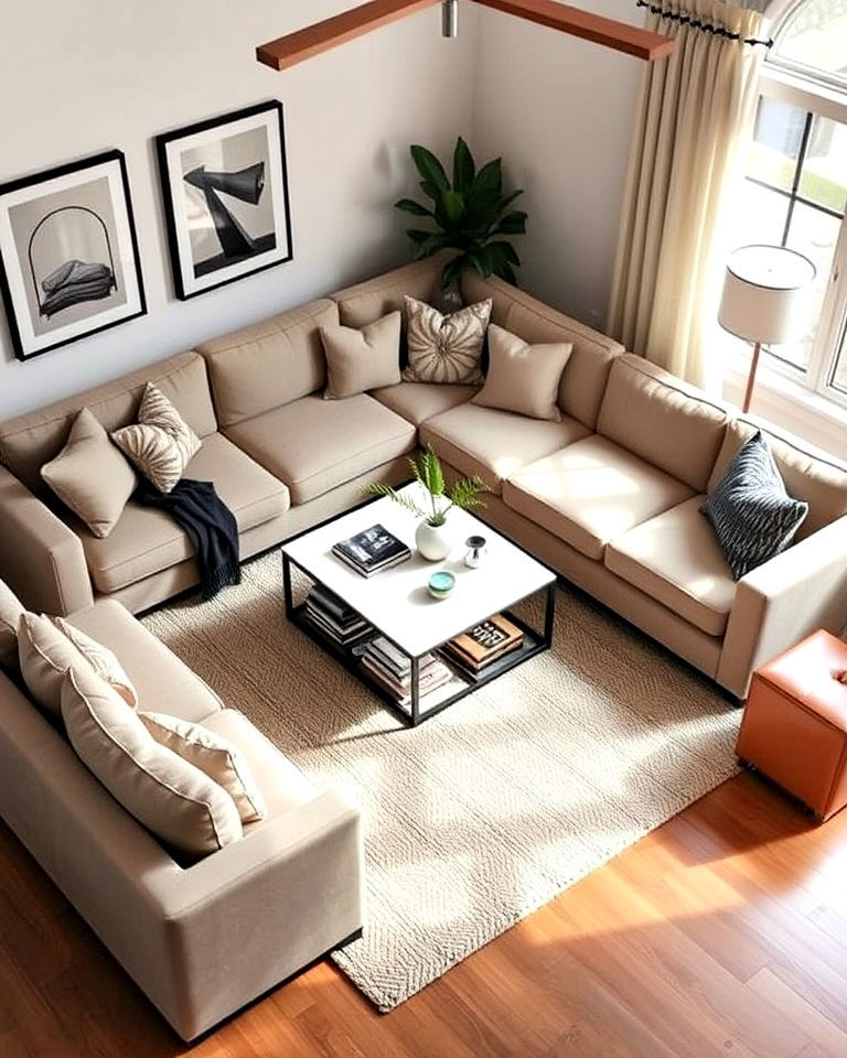 compact u shaped sectional for living room - 30 Small Living Room Sectional Layout Ideas
