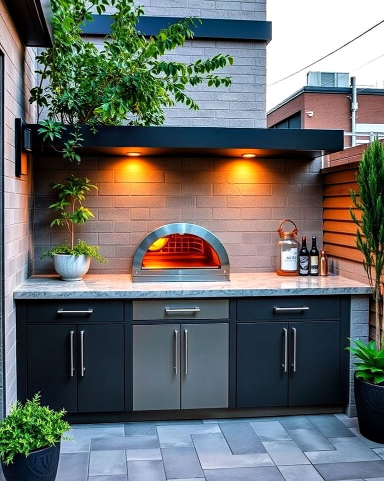 compact urban outdoor kitchen design - 20 Outdoor Kitchen With Pizza Oven