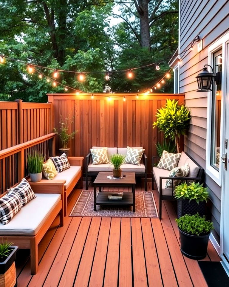 compact yard with small space deck - 30 Patio Deck Ideas