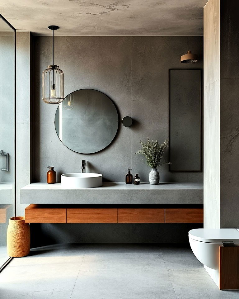 concrete accents for masculine look - 20 Masculine Bathroom Ideas