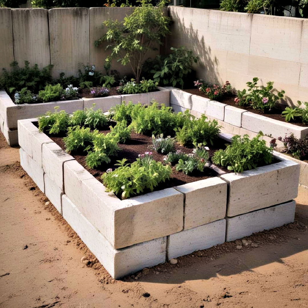 concrete block bed for small herbs - 40 Raised Garden Bed Ideas
