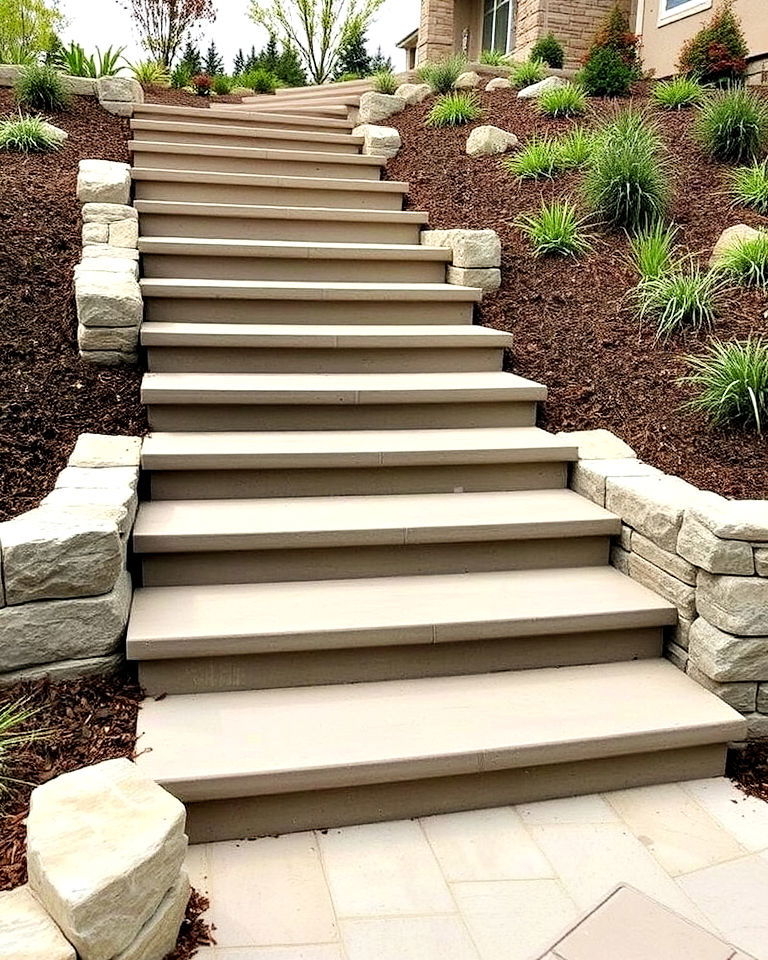 concrete landscaping with outdoor steps - 25 Concrete Landscaping Ideas