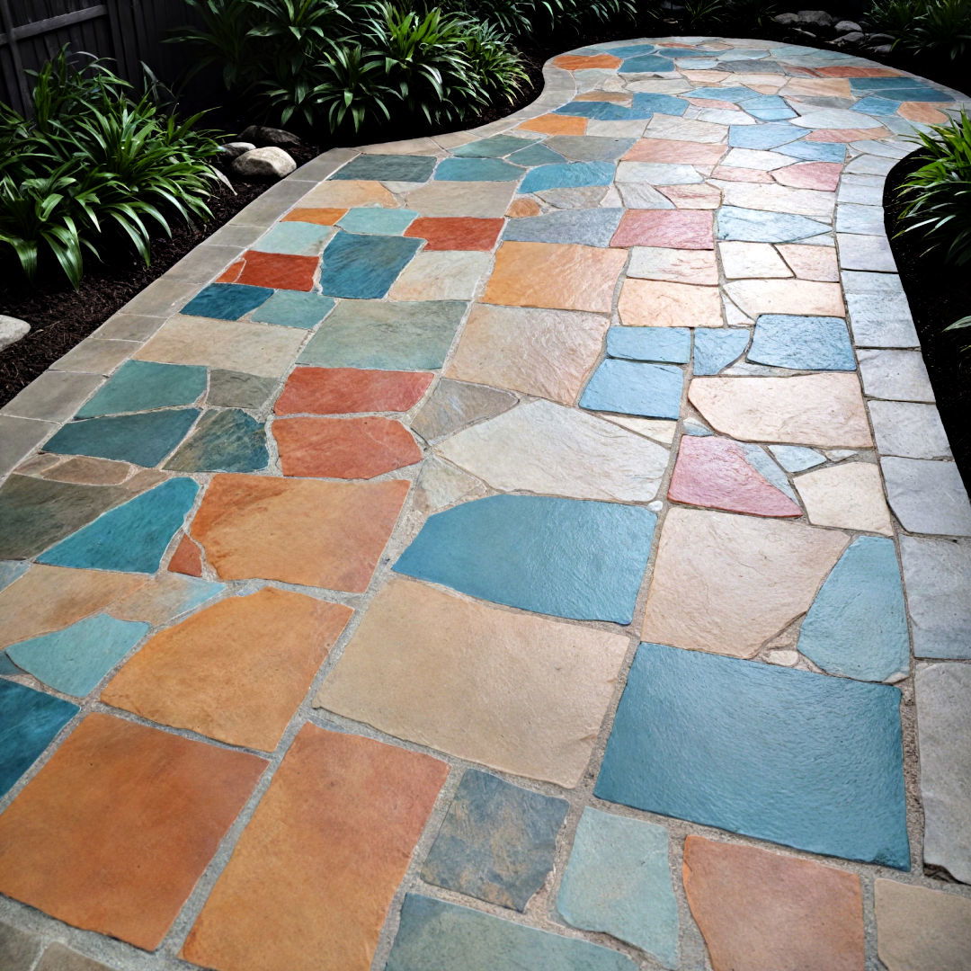 concrete patio with artistic touch - 40 Concrete Patio Ideas