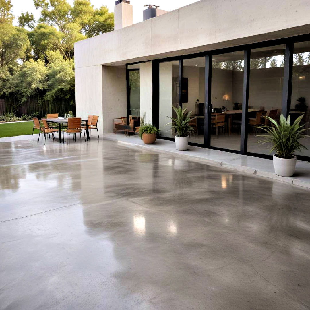 concrete patio with high gloss finish - 40 Concrete Patio Ideas