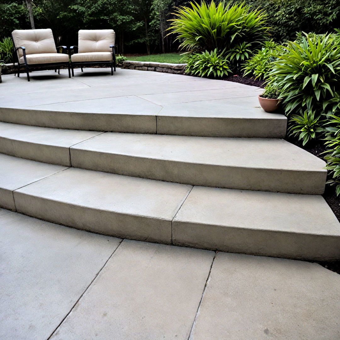 concrete patio with step up design - 40 Concrete Patio Ideas