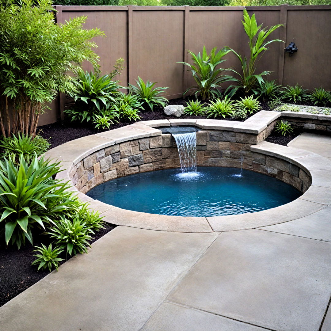 concrete patio with versatile water feature - 40 Concrete Patio Ideas