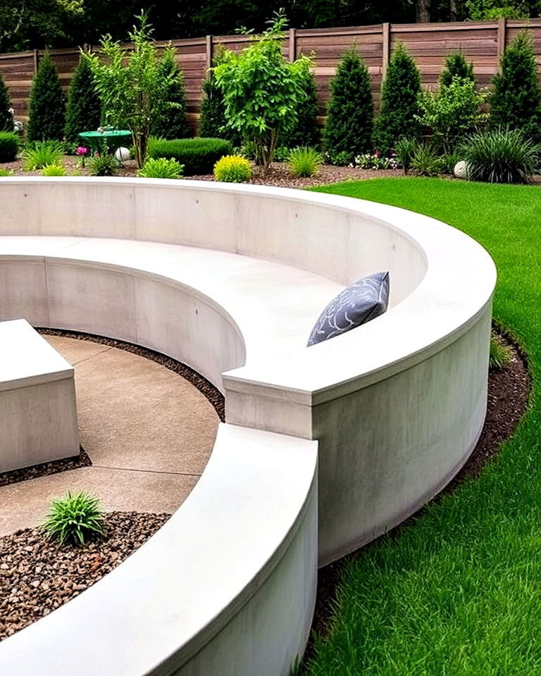 concrete seating walls for garden - 25 Concrete Garden Ideas