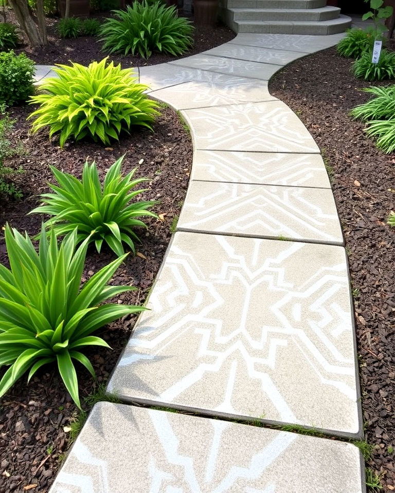 concrete stencil path for garden - 30 Garden Path Ideas