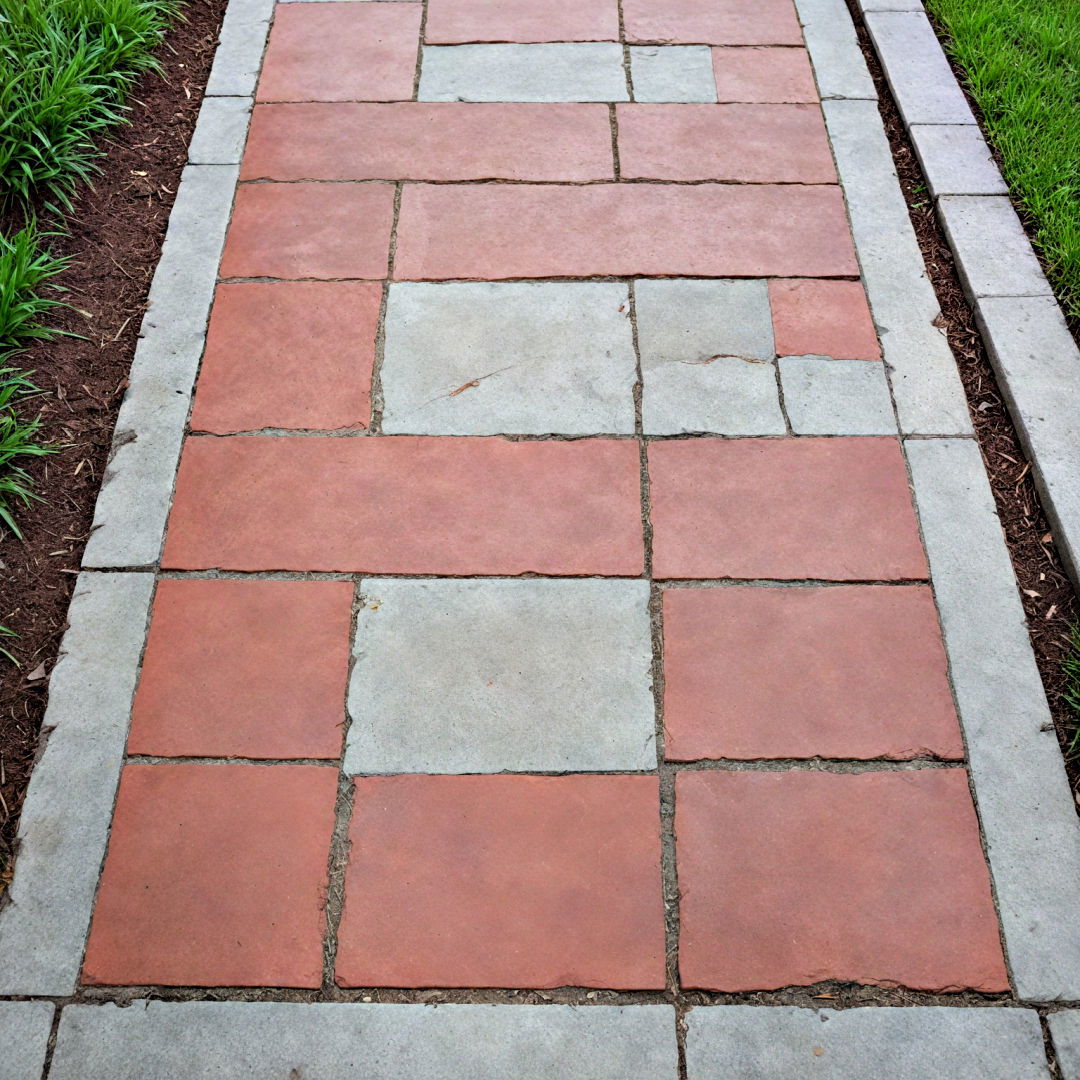concrete stencil pathway idea - 40 Backyard Walkway Ideas