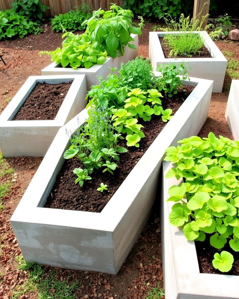concrete walls with raised garden bed - 25 Concrete Garden Ideas