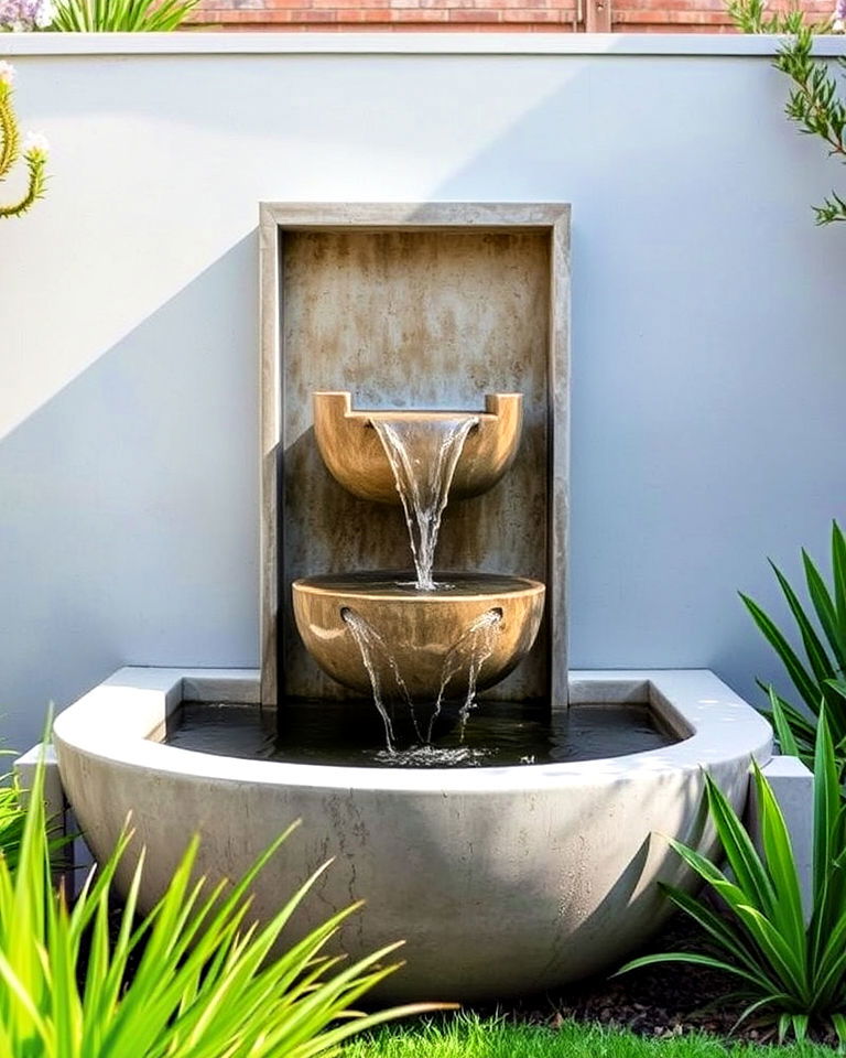 concrete water features for garden - 25 Concrete Garden Ideas