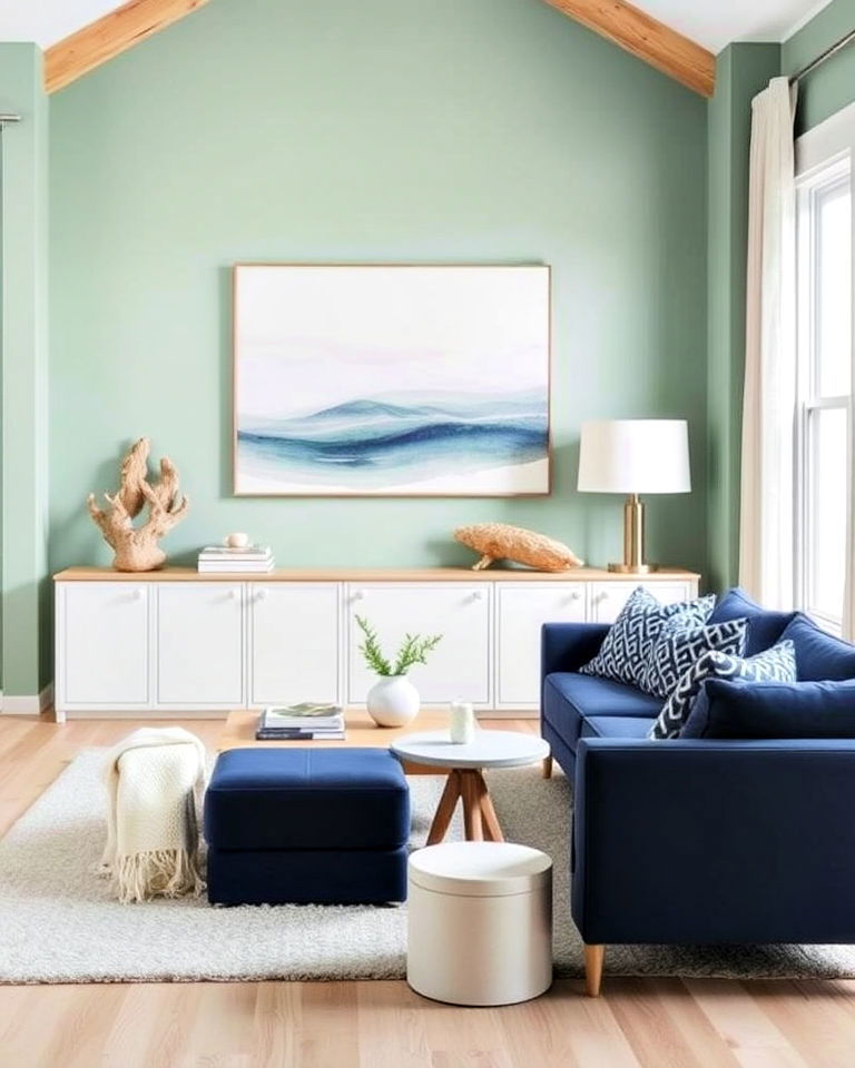 contemporary coastal decor ideas - 20 Blue and Green Living Room Ideas