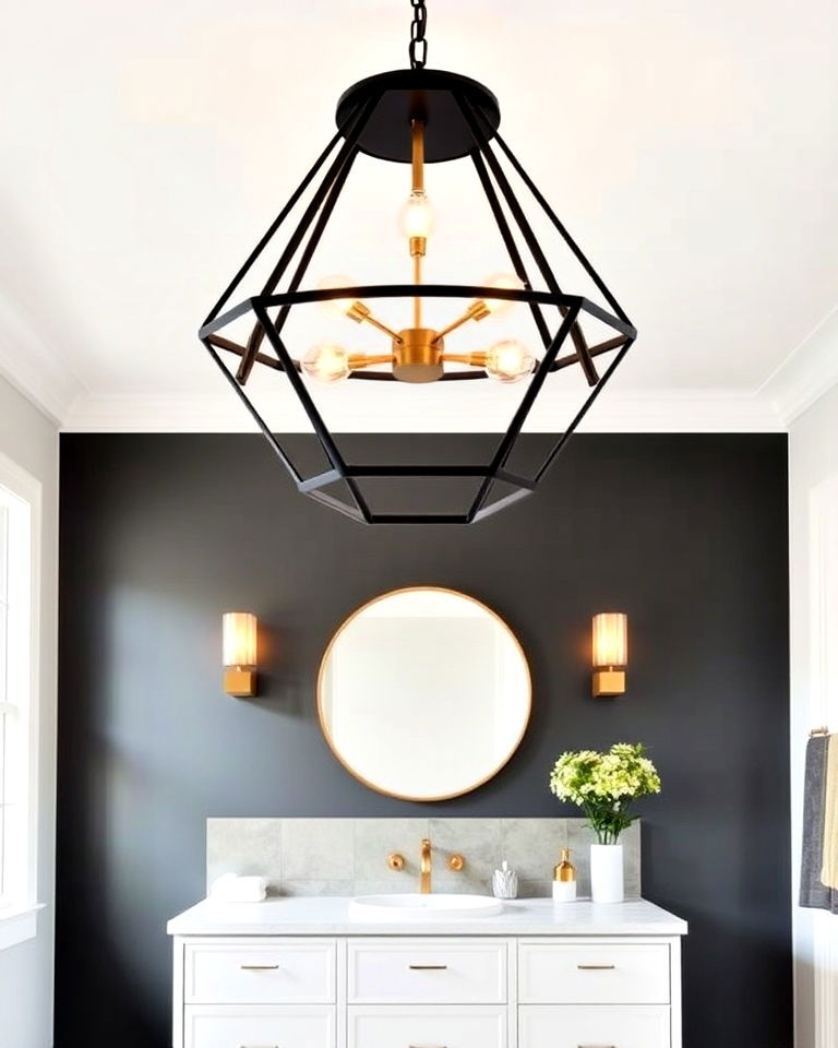 contemporary edge geometric chandelier - 20 Bathroom Chandelier Ideas