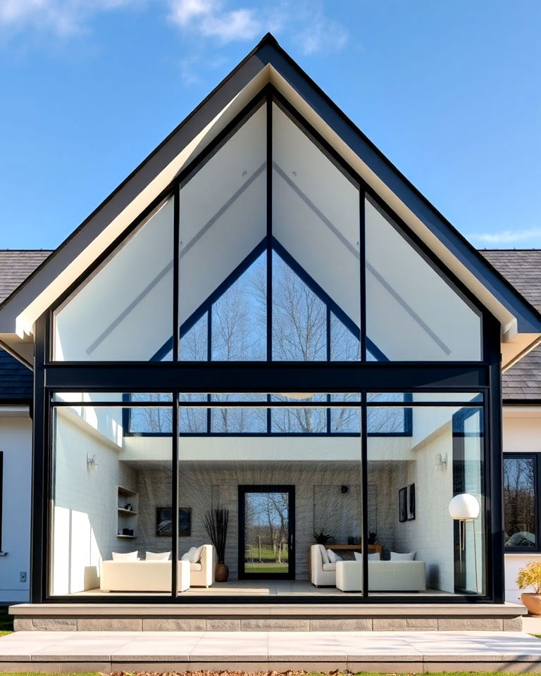 contemporary gable with glass panels - 20 Gable Roof Design Ideas