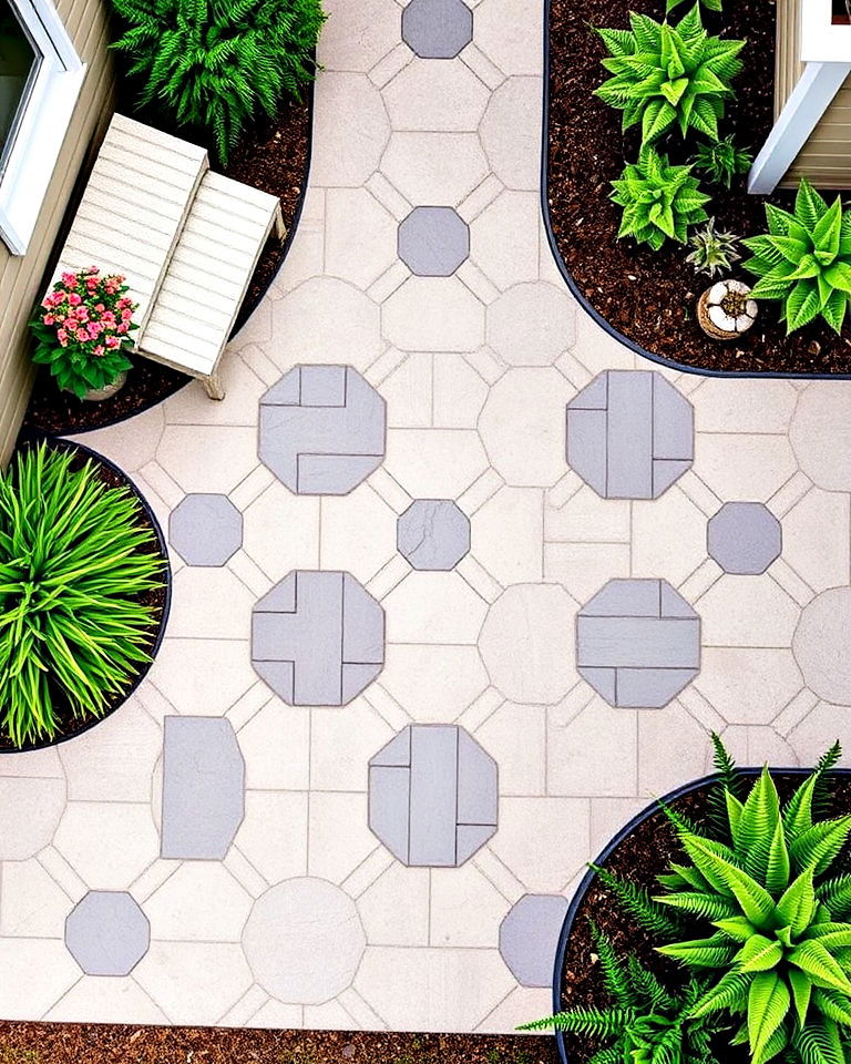 contemporary geometric designs - 40 Paver Patio Ideas