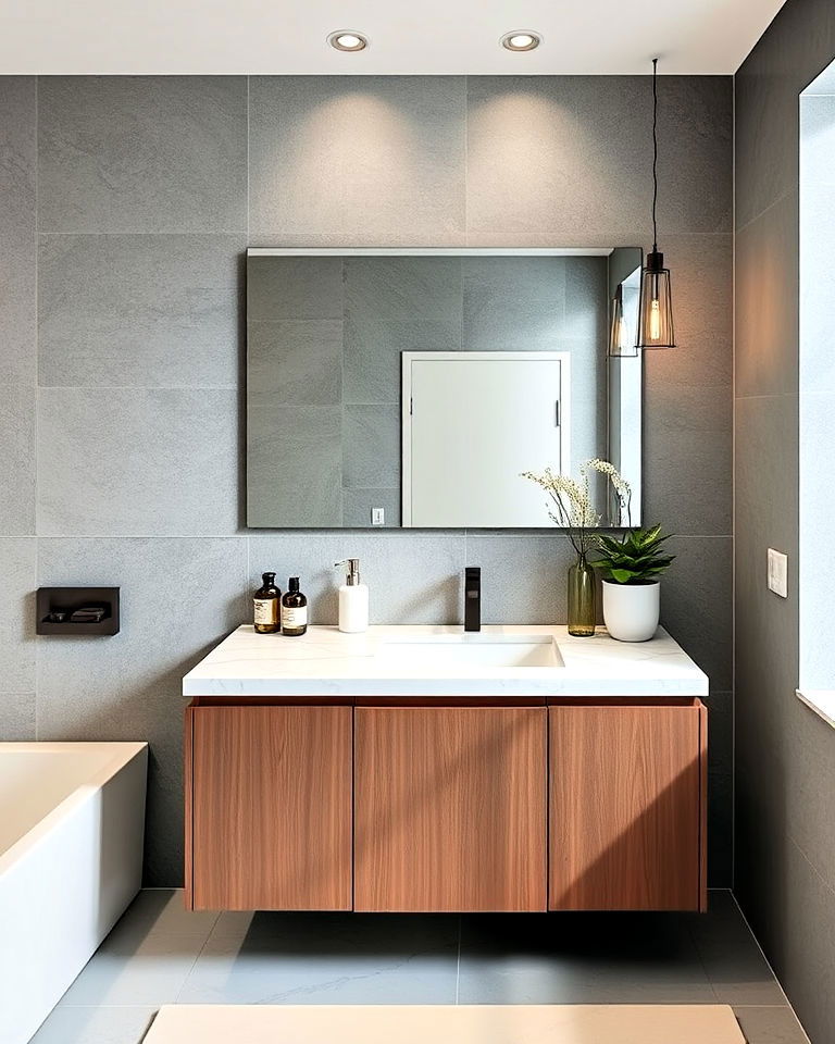 contemporary porcelain slab countertop - 20 Bathroom Countertop Ideas