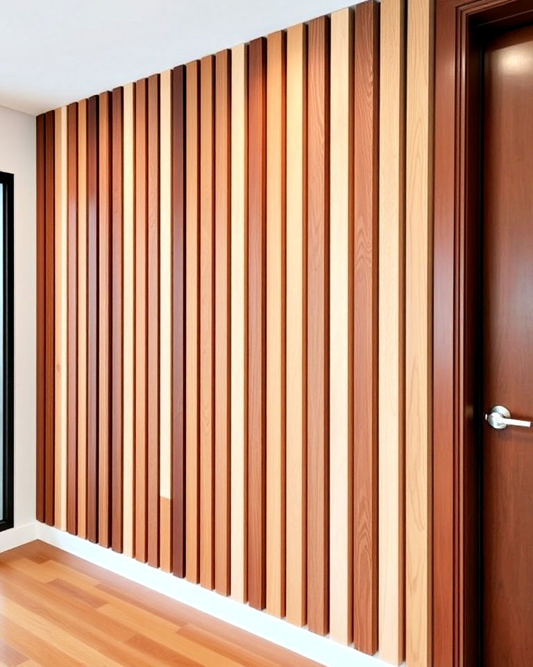contemporary statement contrasting color slats - 40 Wood Slat Accent Wall Ideas
