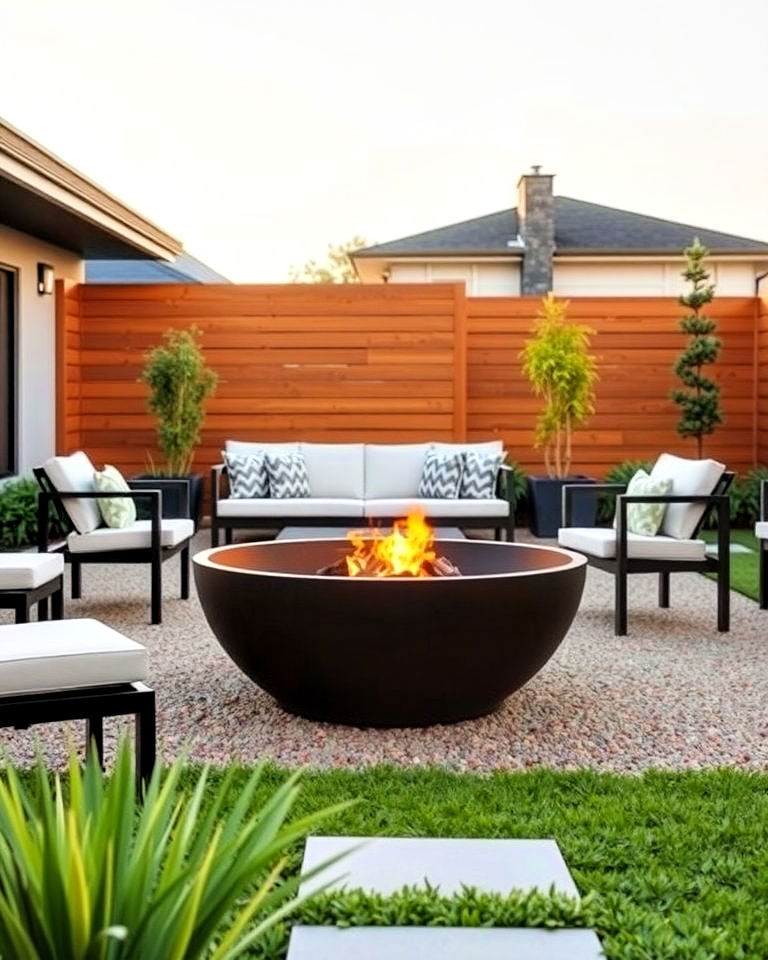 contemporary steel fire pit for front yard - 20 Front Yard Fire Pit Ideas