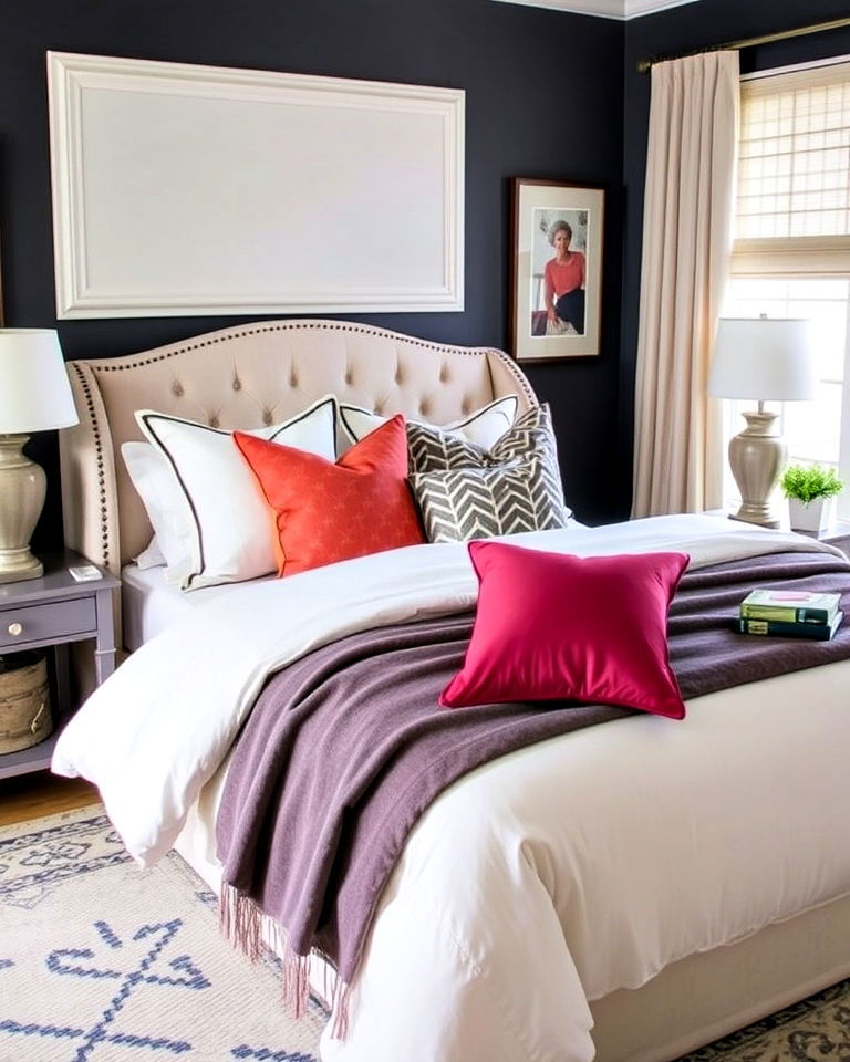contemporary textiles with classic furniture - 30 Transitional Bedroom Ideas