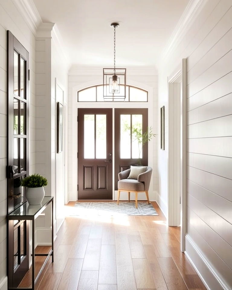 contemporary wide plank shiplap - 25 Shiplap Wall Entryway Ideas