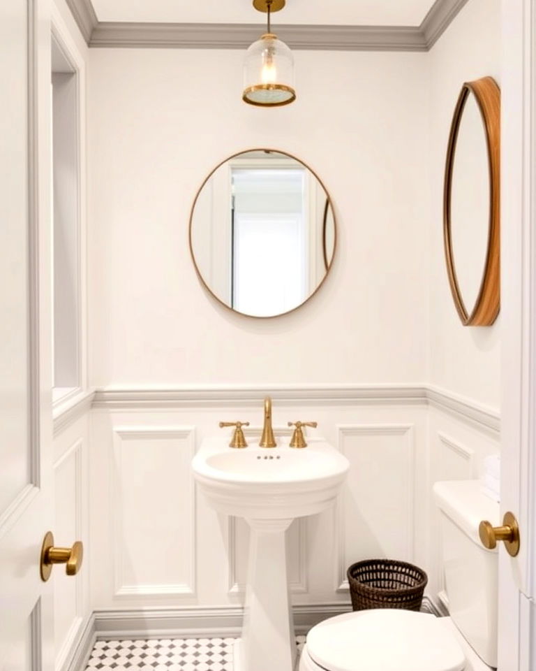 contrasting trim with wainscoting design - 25 Powder Room Wainscoting Ideas