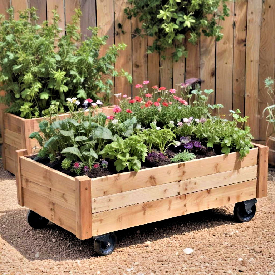 convenient wheeled raised garden bed - 40 Raised Garden Bed Ideas