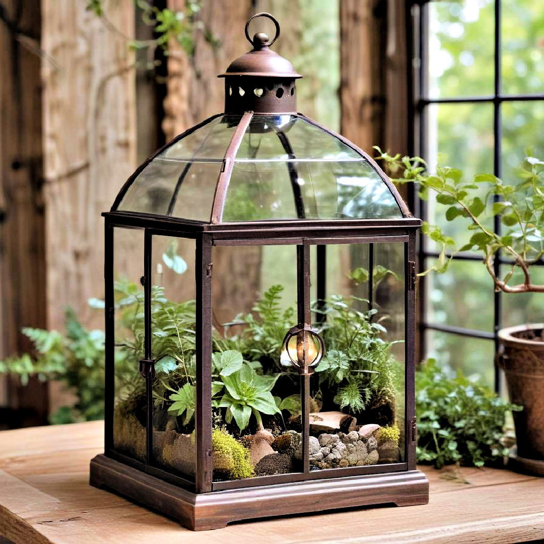 convert an old lantern into a beautiful terrarium - 40 Terrarium Ideas