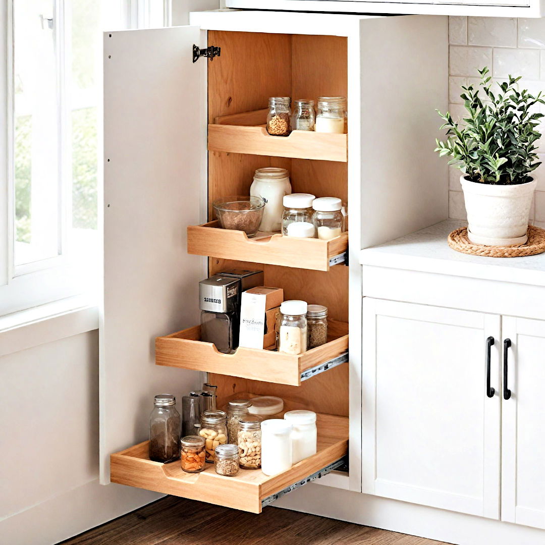 convert shelves into drawer organizers - 40 Kitchen Organization Ideas