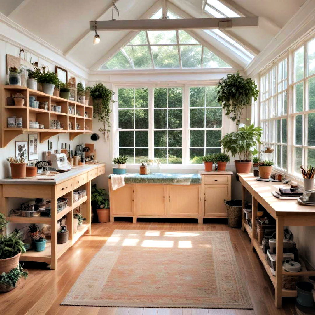 convert sunroom in craft workshop - 30 Sunroom Ideas