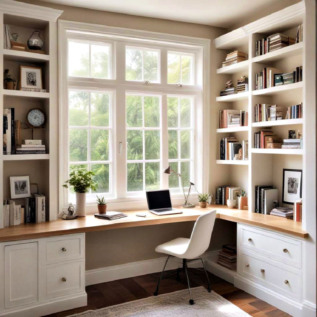 convert window seat into compact home office - 40 Window Seat Ideas