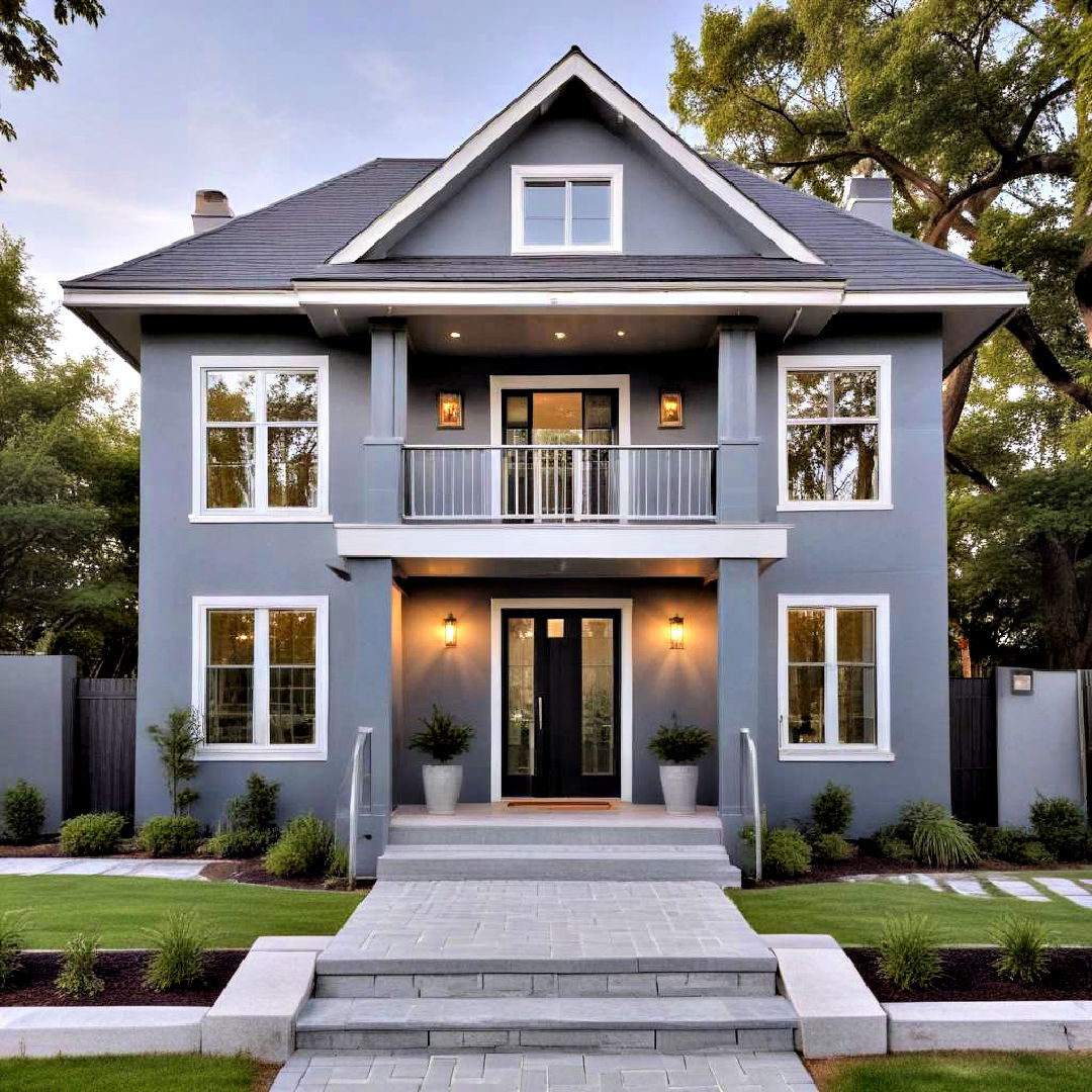 cool gray with metallic accents exterior paint - 40 Gray Exterior House Paint Ideas