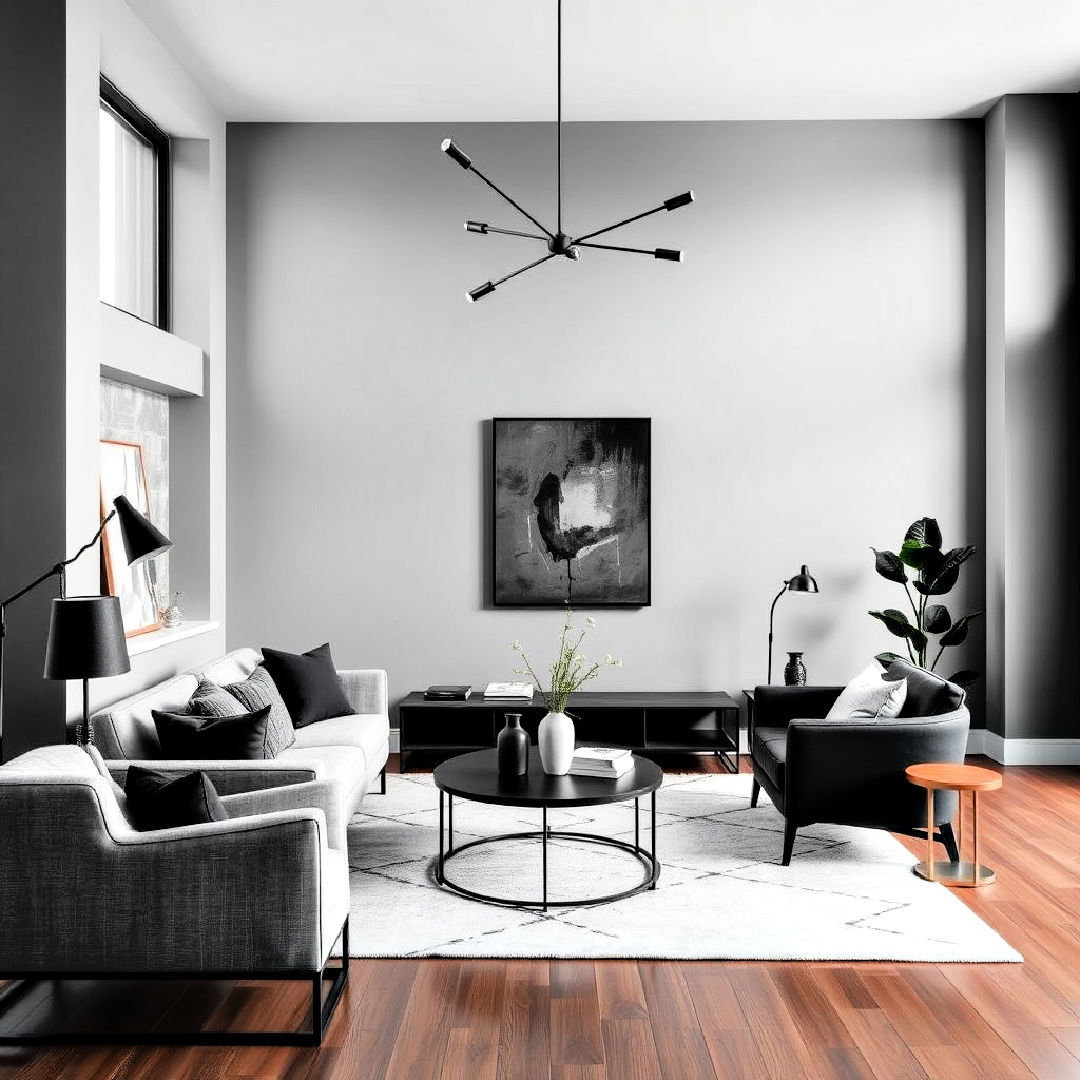 cool slate gray modern monochromatic living room - 25 Monochromatic Living Room Ideas