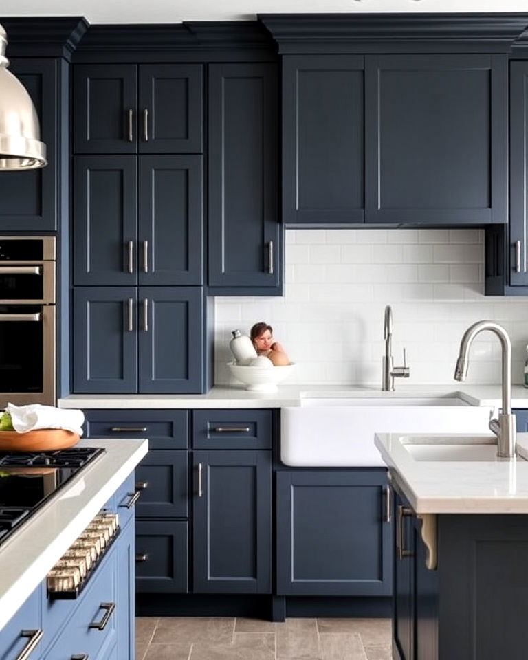 cool toned slate blue cabinets - 40 Kitchen Cabinet Color Ideas