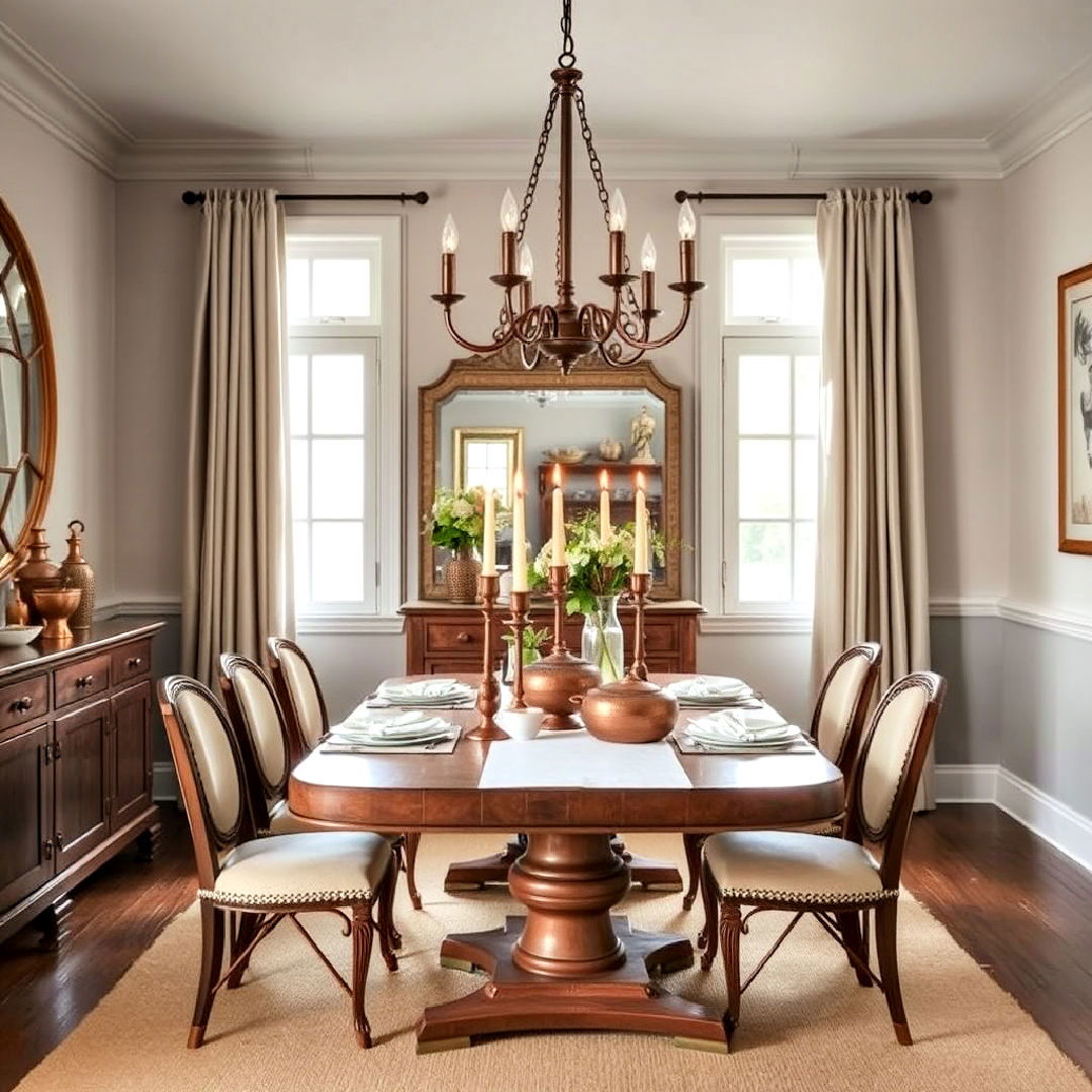 copper accents for french country dining room - 40 French Country Dining Room Ideas