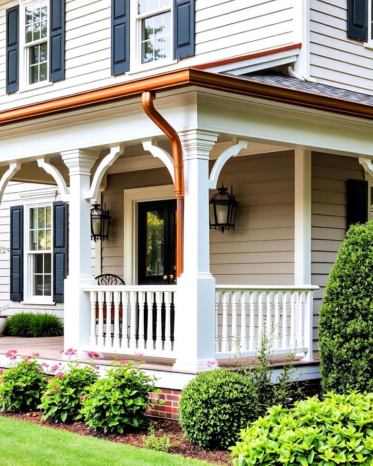 copper gutters for colonial front porch - 30 Colonial Front Porch Ideas