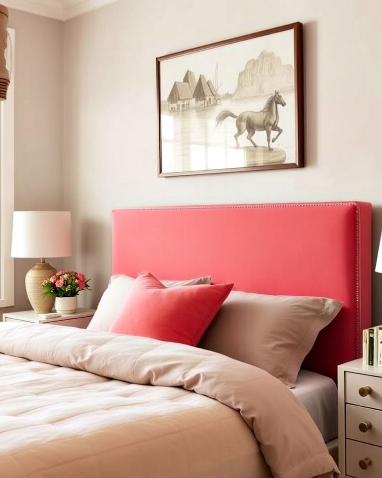 coral colored headboard ideas - 25 Coral Bedroom Ideas