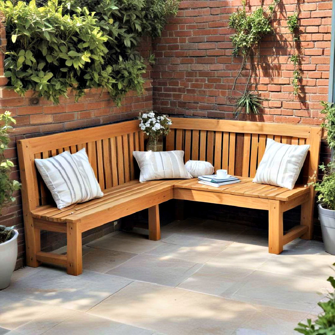 corner bench for outdoor seating - 40 Outdoor Seating Ideas