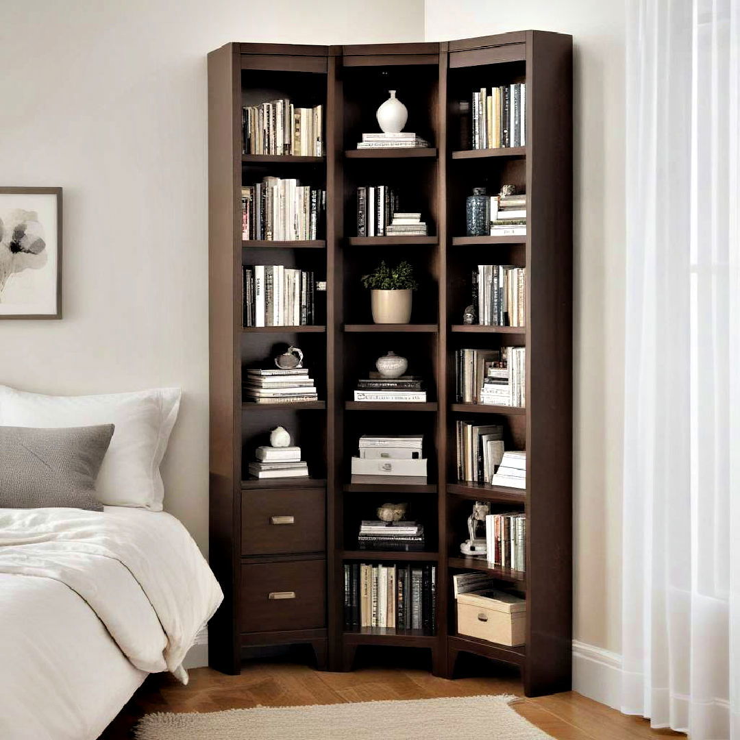 corner cabinet for additional storage - 15 Bedroom Corner Ideas