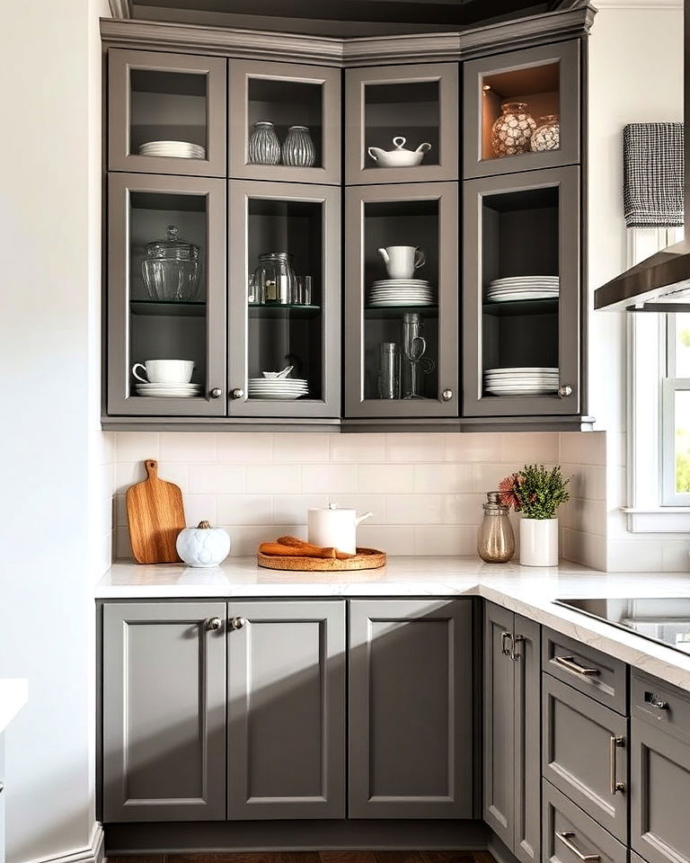 corner glass cabinets for modern kitchen - 20 Modern Style Glass Kitchen Cabinets