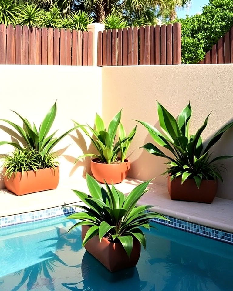 corner planters for pool area - 30 Pool Planter Ideas