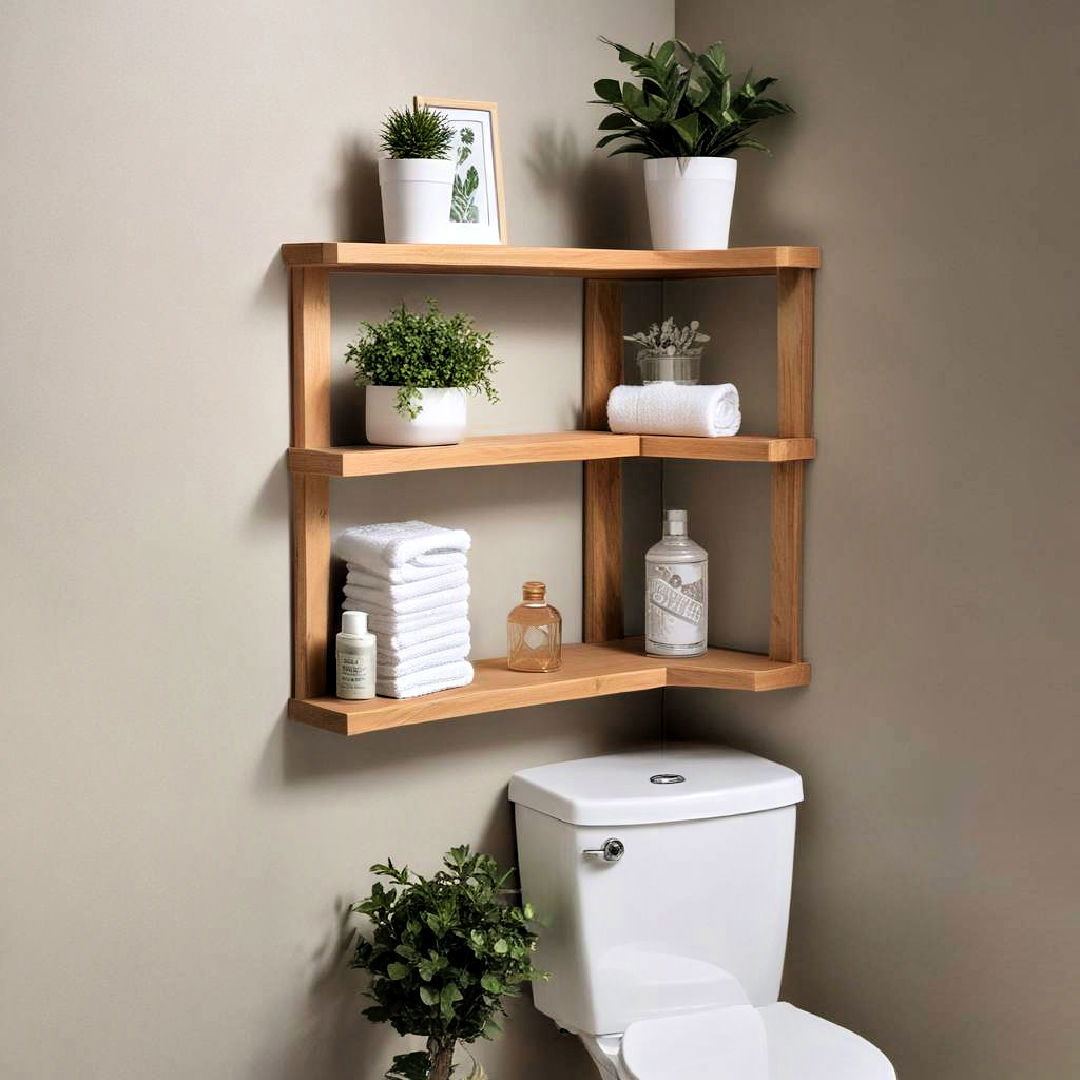 corner shelves to fit in small space - 25 Over Toilet Storage Ideas