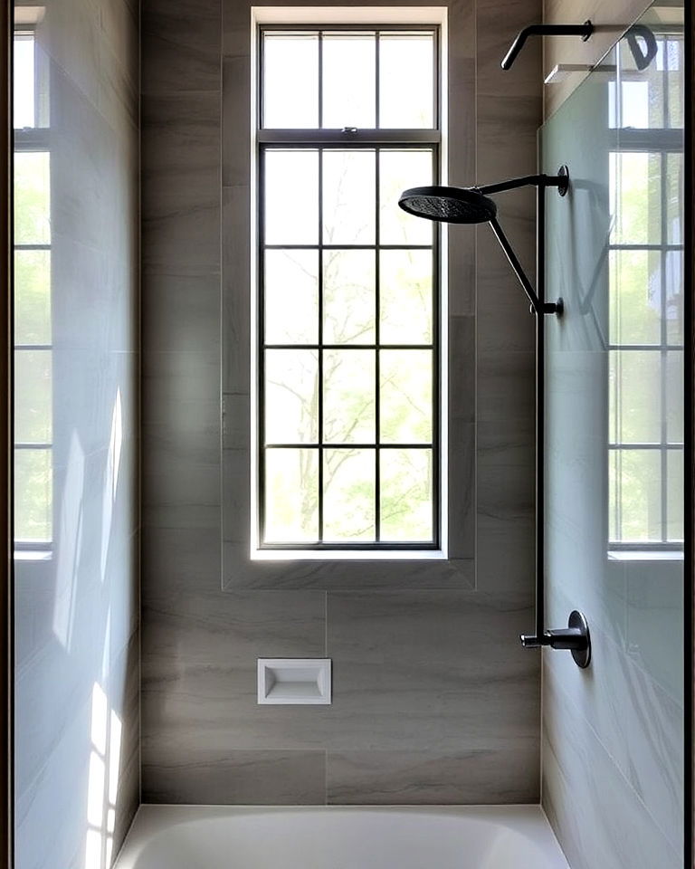 corner shower window ideas - 30 Shower Window Ideas