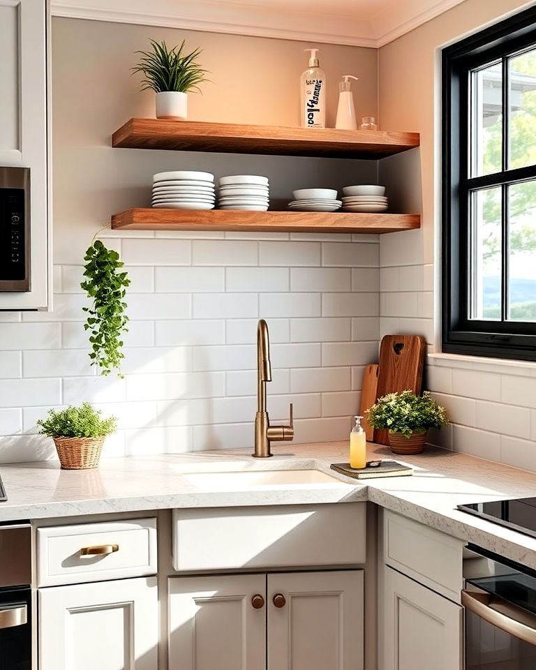 corner sink installation to free up counter space - 15 Kitchen Corner Ideas