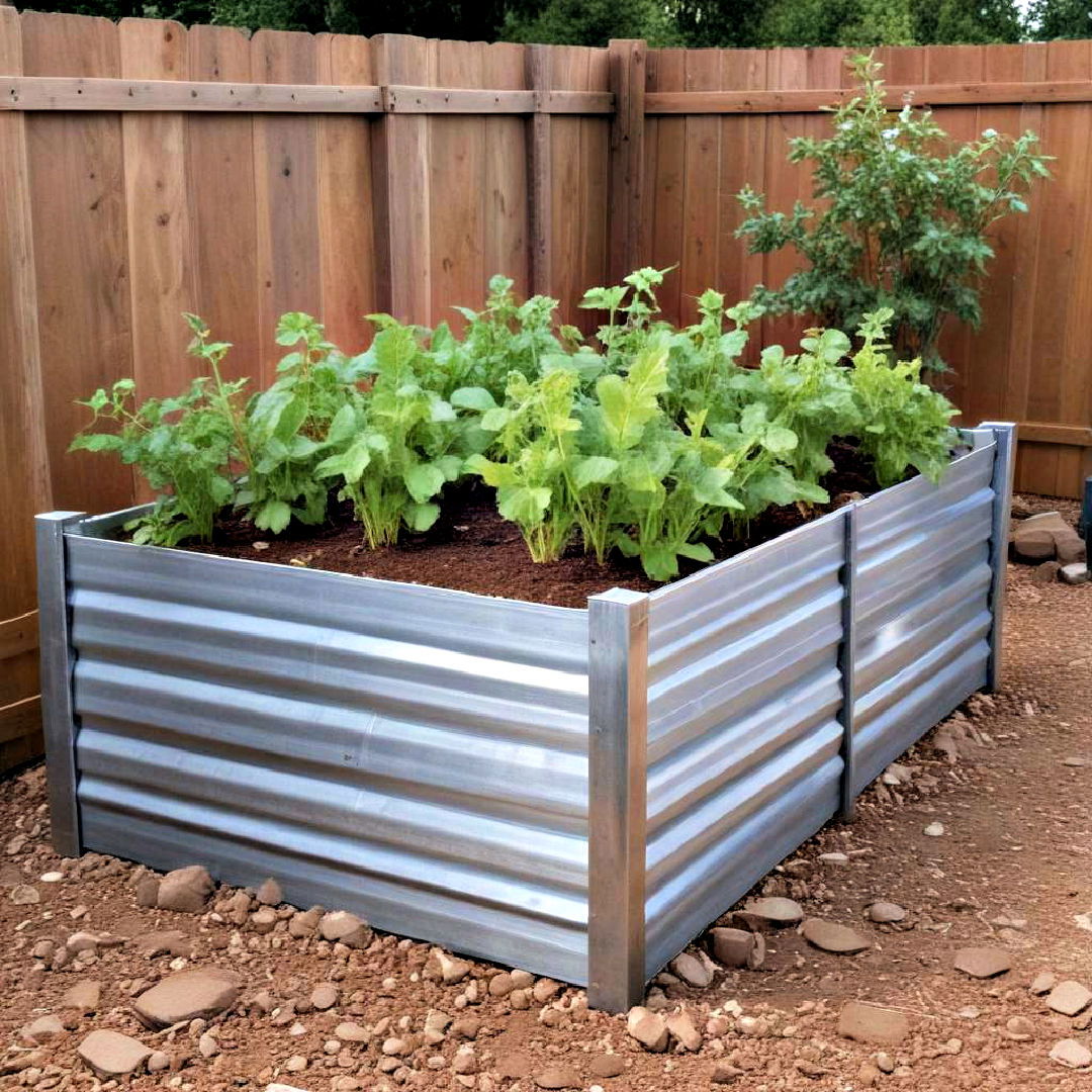 corrugated metal raised garden bed - 25 Inexpensive Raised Garden Bed Ideas