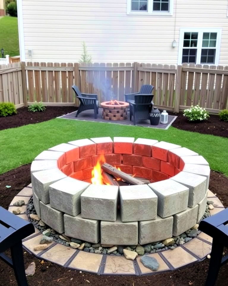 cost effective DIY cinder block fire pit - 20 Front Yard Fire Pit Ideas