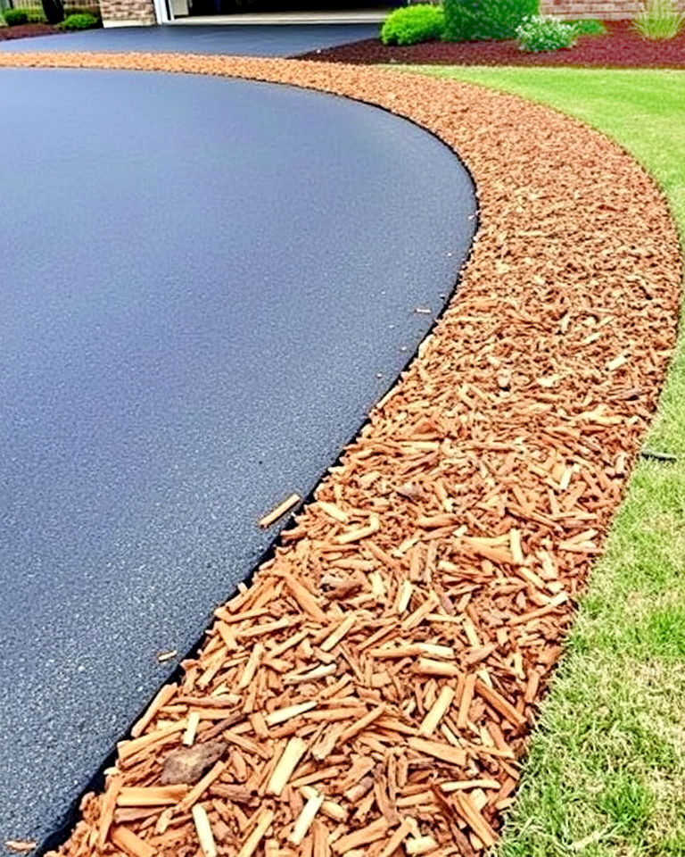 cost effective mulch borders - 30 Driveway Edging Ideas