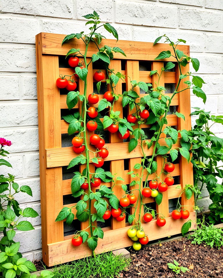 cost effective pallet trellis - 30 Tomato Trellis Ideas