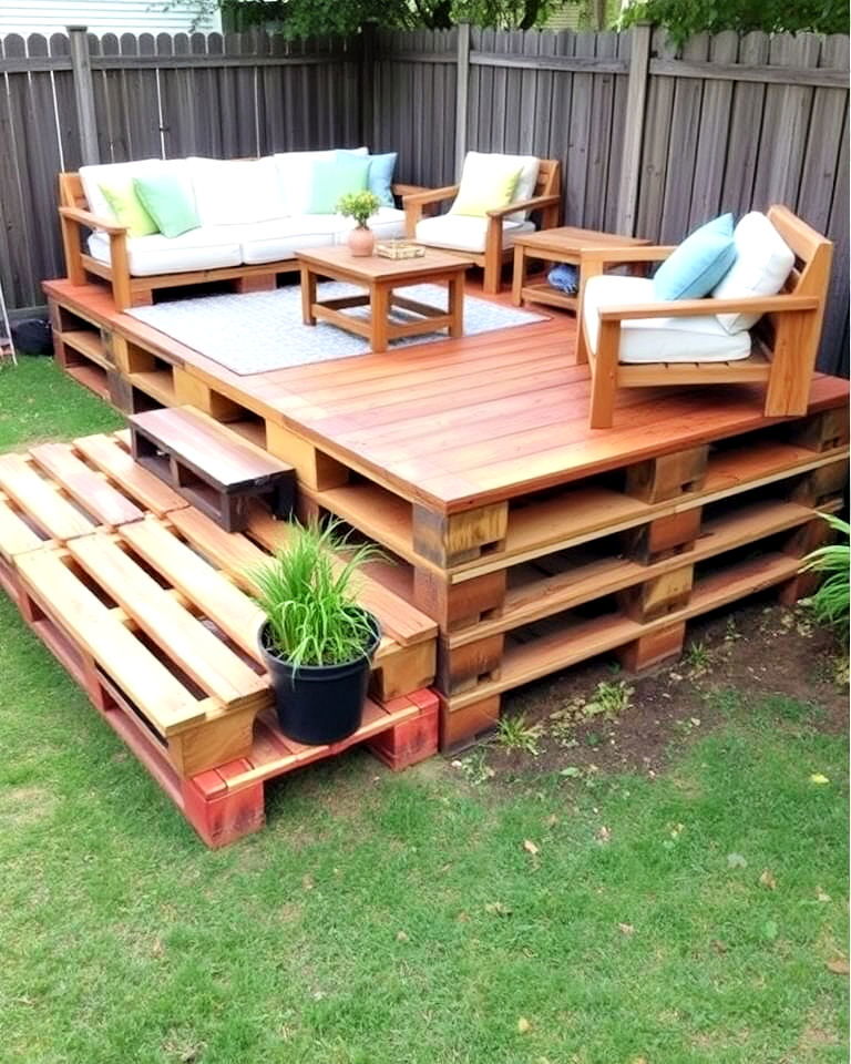 cost effective raised pallet deck - 30 Backyard Deck Ideas on a Budget